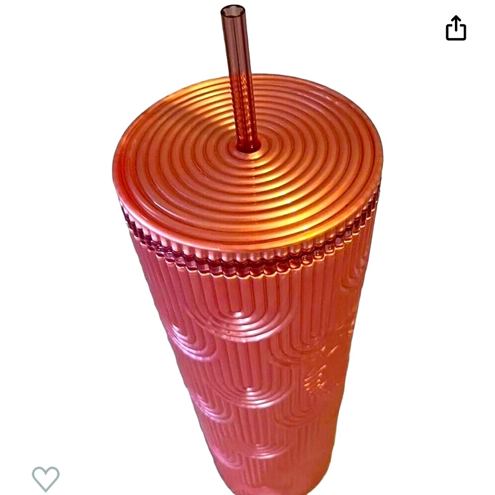 NEW Starbucks Cold Tumbler 24-Oz. Dusty Rose Pink Shimmer Shell Mermaid Cup